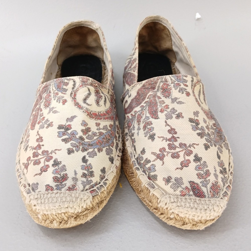 Isabel Marant Paisley Canvas Espadrille Flats Womens 39 Cream Floral - Picture 2 of 8